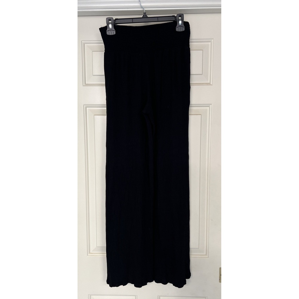 Three Dots Women's Black Pull On Crinkle Pants High‎ Waist Beach Minimalist - Picture 4 of 7